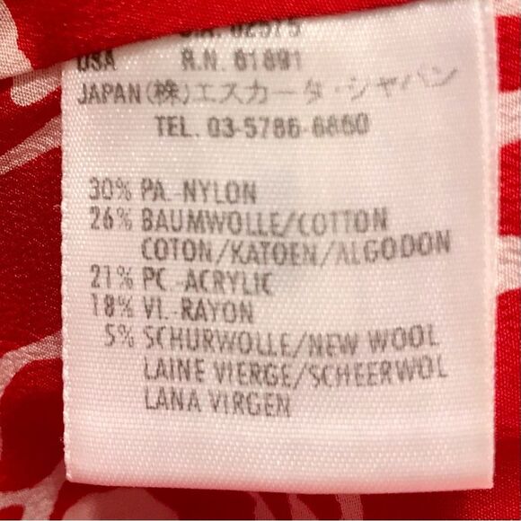 ESCADA Vintage Bouclé Cropped Red and White Bell Sleeve Blazer L/42 - Picture 12 of 13